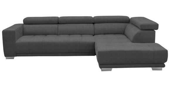 ECKSOFA in Mikrofaser Grau  - Chromfarben/Grau, Design, Textil/Metall (301/207cm) - Xora