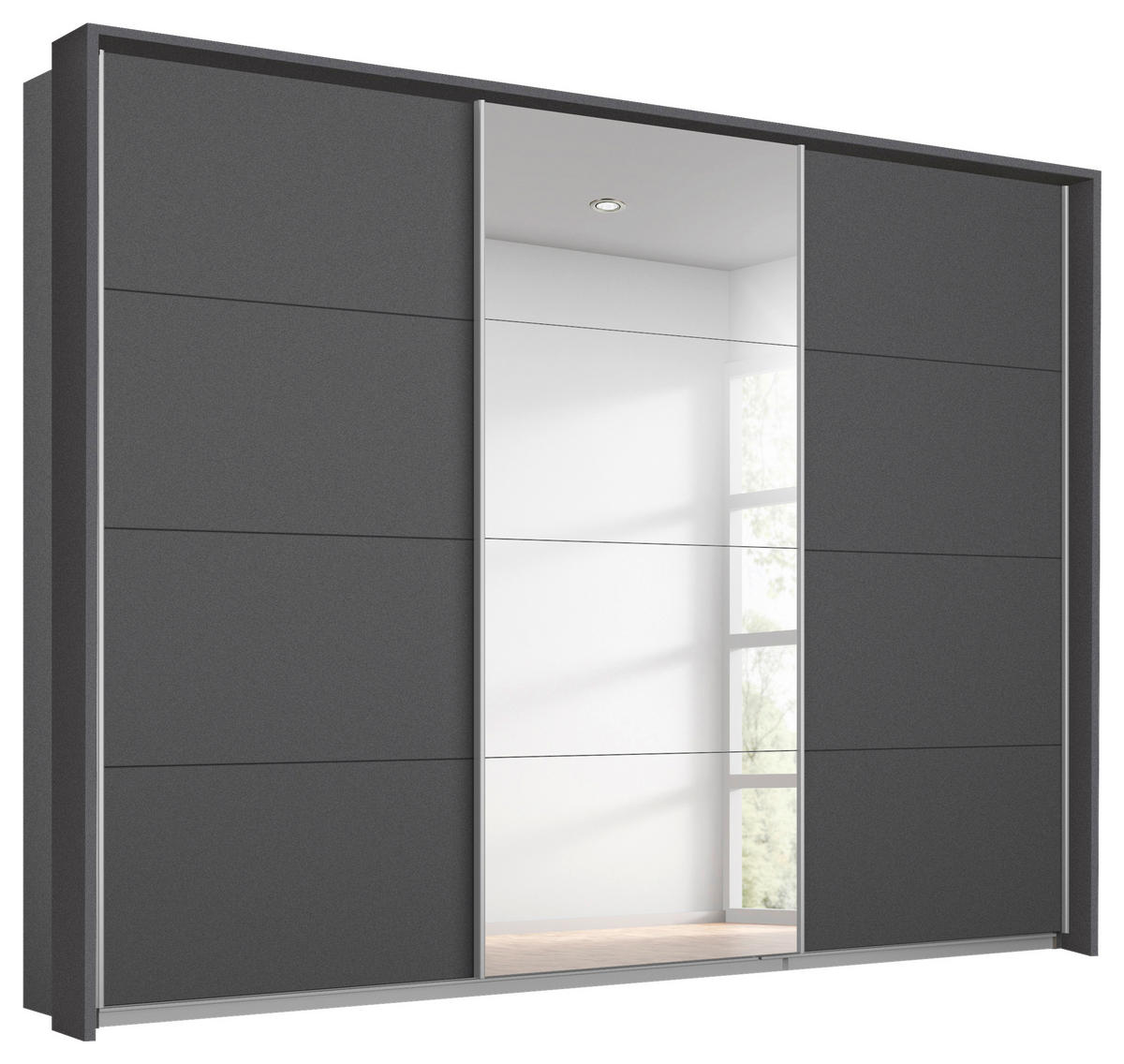 SCHWEBETÜRENSCHRANK 271/229/62 cm 3-türig Grau  - Alufarben/Grau, MODERN, Holzwerkstoff/Metall (271/229/62cm) - Luca Bessoni