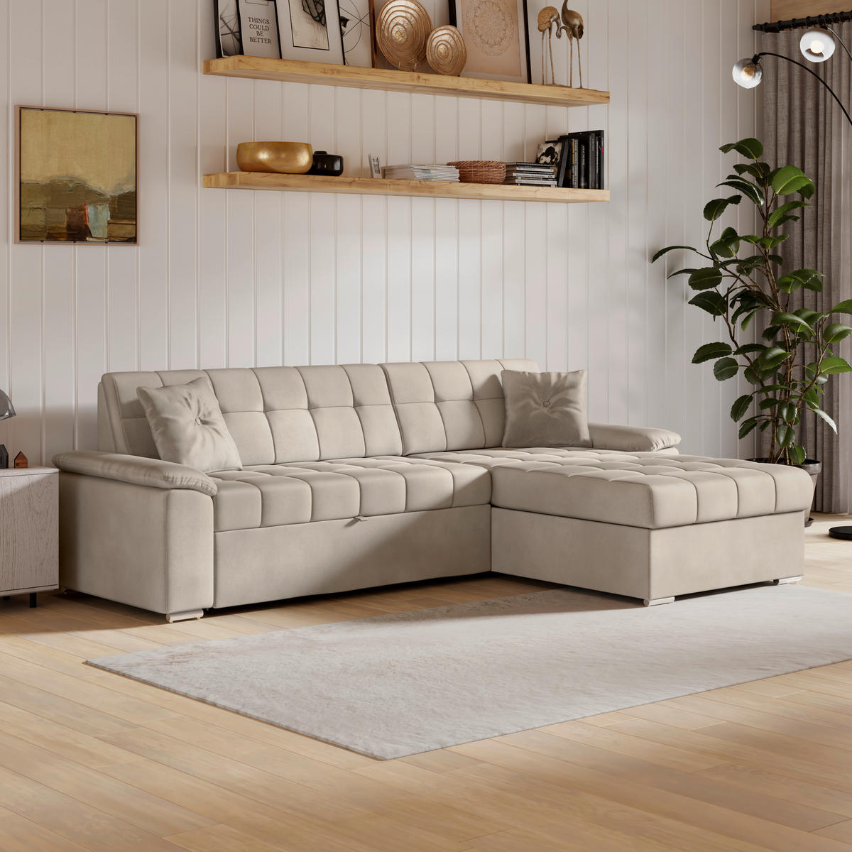 ECKSOFA Beige Zierkissen  - Beige, Trend, Textil (257/167cm) - Livetastic