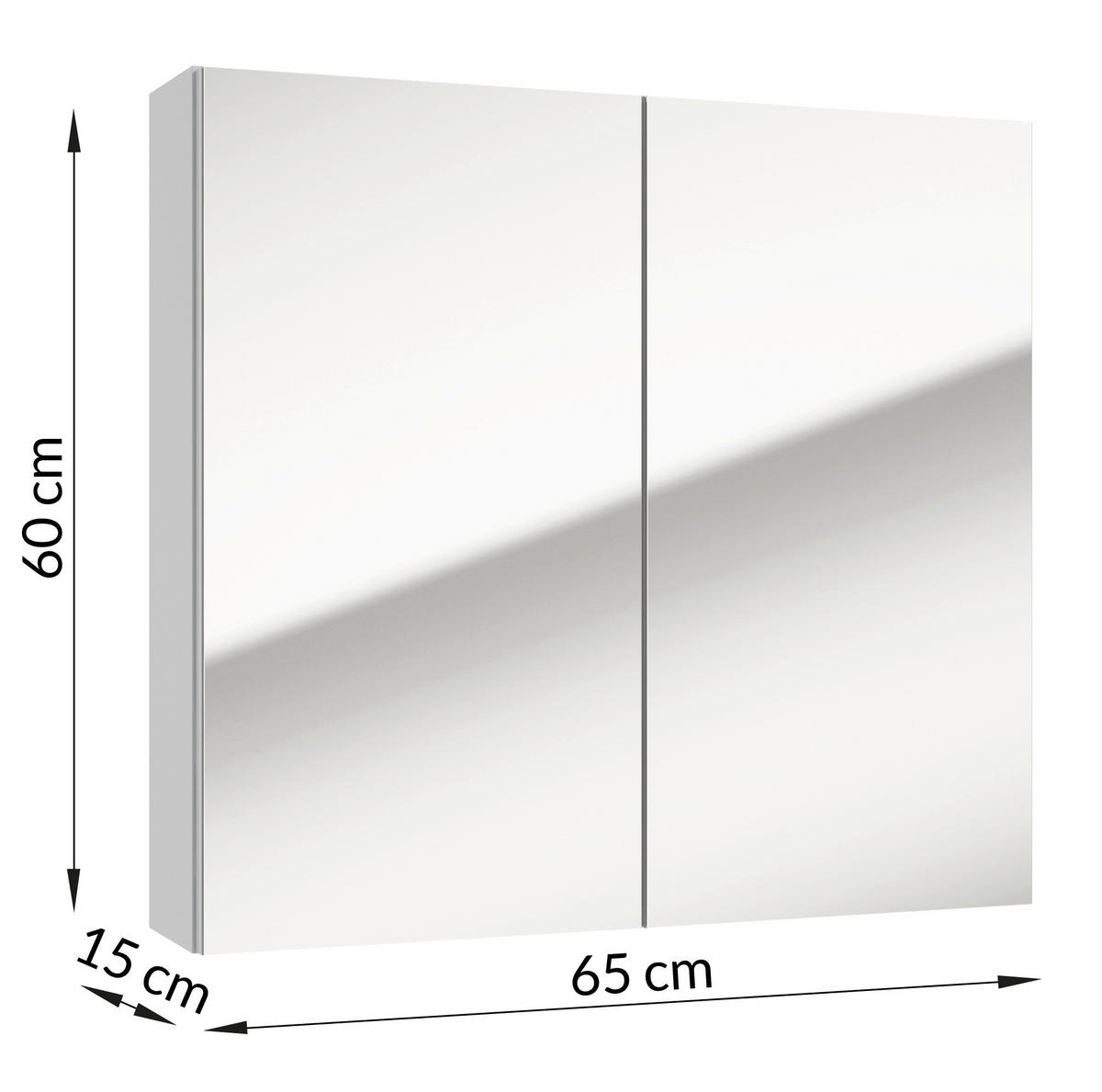 SPIEGELSCHRANK 65/60/15 cm  - Eichefarben/Transparent, KONVENTIONELL, Glas/Holzwerkstoff (65/60/15cm) - MID.YOU