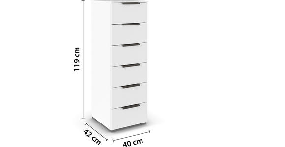 KOMMODE 40/119/42 cm in Weiß - Graphitfarben/Alufarben, Trend, Holzwerkstoff/Metall (40/119/42cm) - Novel