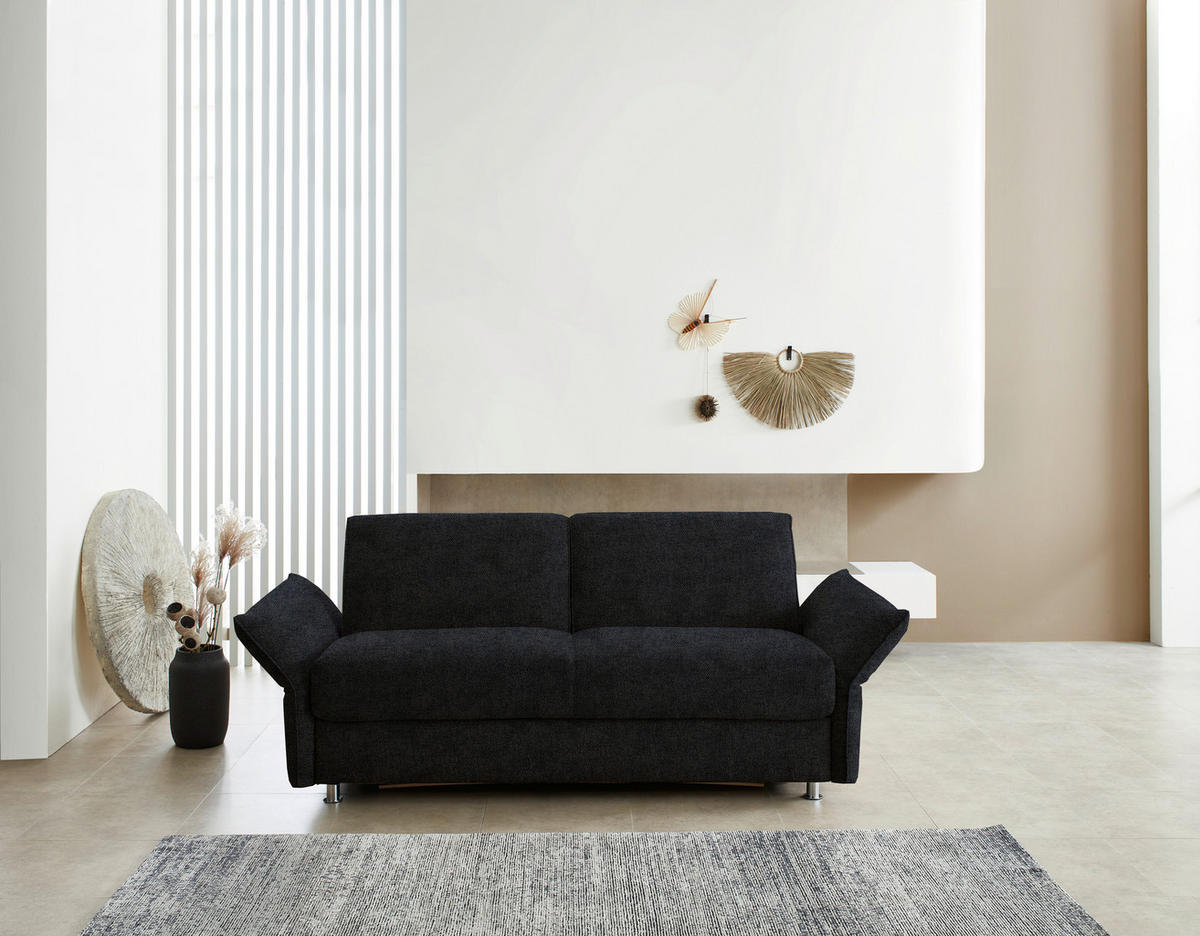 SCHLAFSOFA Flachgewebe Anthrazit Stoffauswahl, Typenauswahl, Fussart wählbar, Armteilvarianten  - Chromfarben/Anthrazit, Design, Textil/Metall (194-234/85/100cm) - Bali