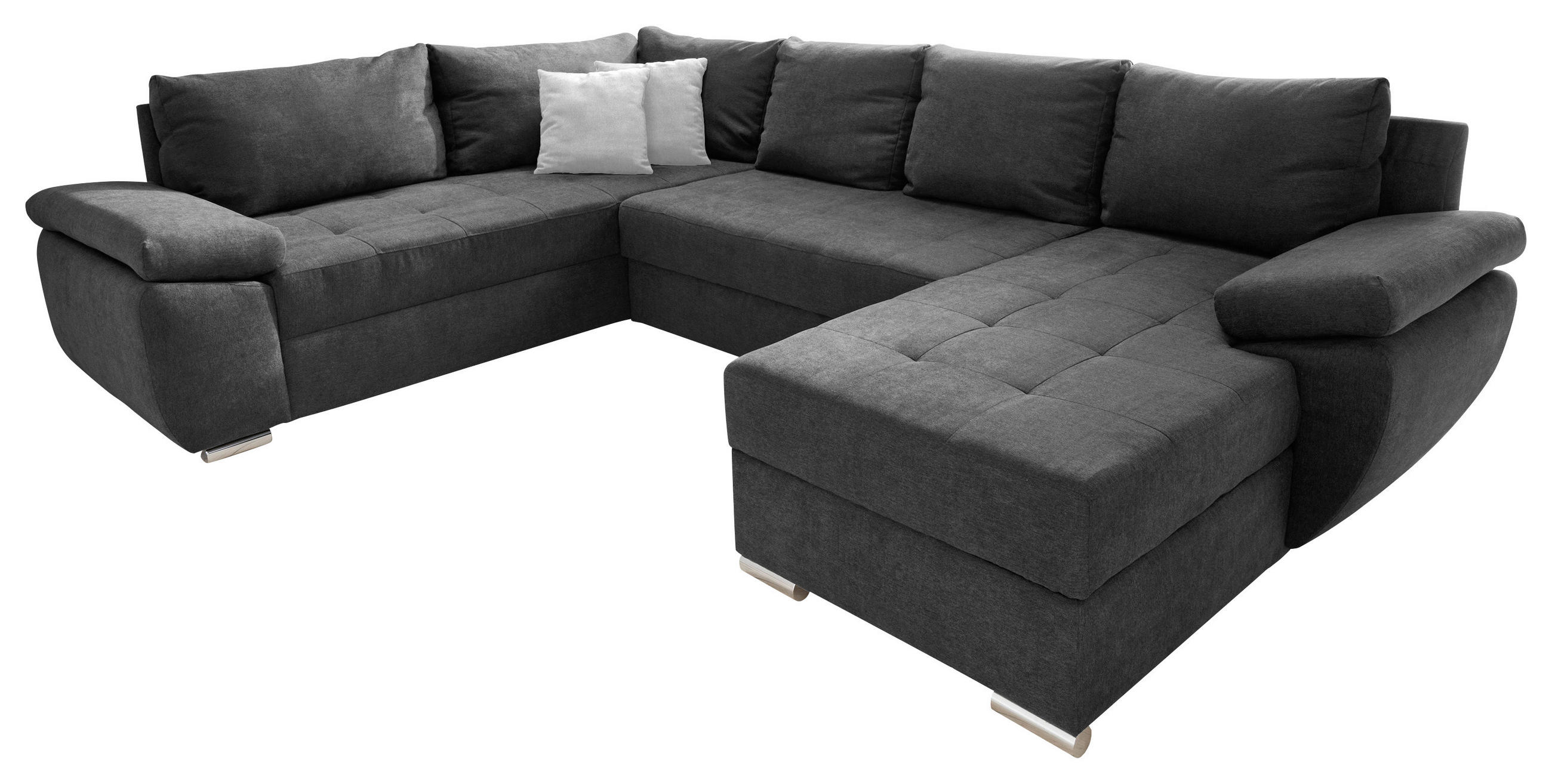 WOHNLANDSCHAFT Anthrazit Mikrofaser  - Chromfarben/Anthrazit, KONVENTIONELL, Textil/Metall (219/305/157cm) - Livetastic