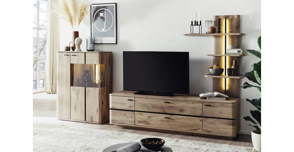 WOHNWAND in Anthrazit, Eichefarben 300/181/50 cm - Eichefarben/Anthrazit, KONVENTIONELL, Glas/Holzwerkstoff (300/181/50cm) - Cantus