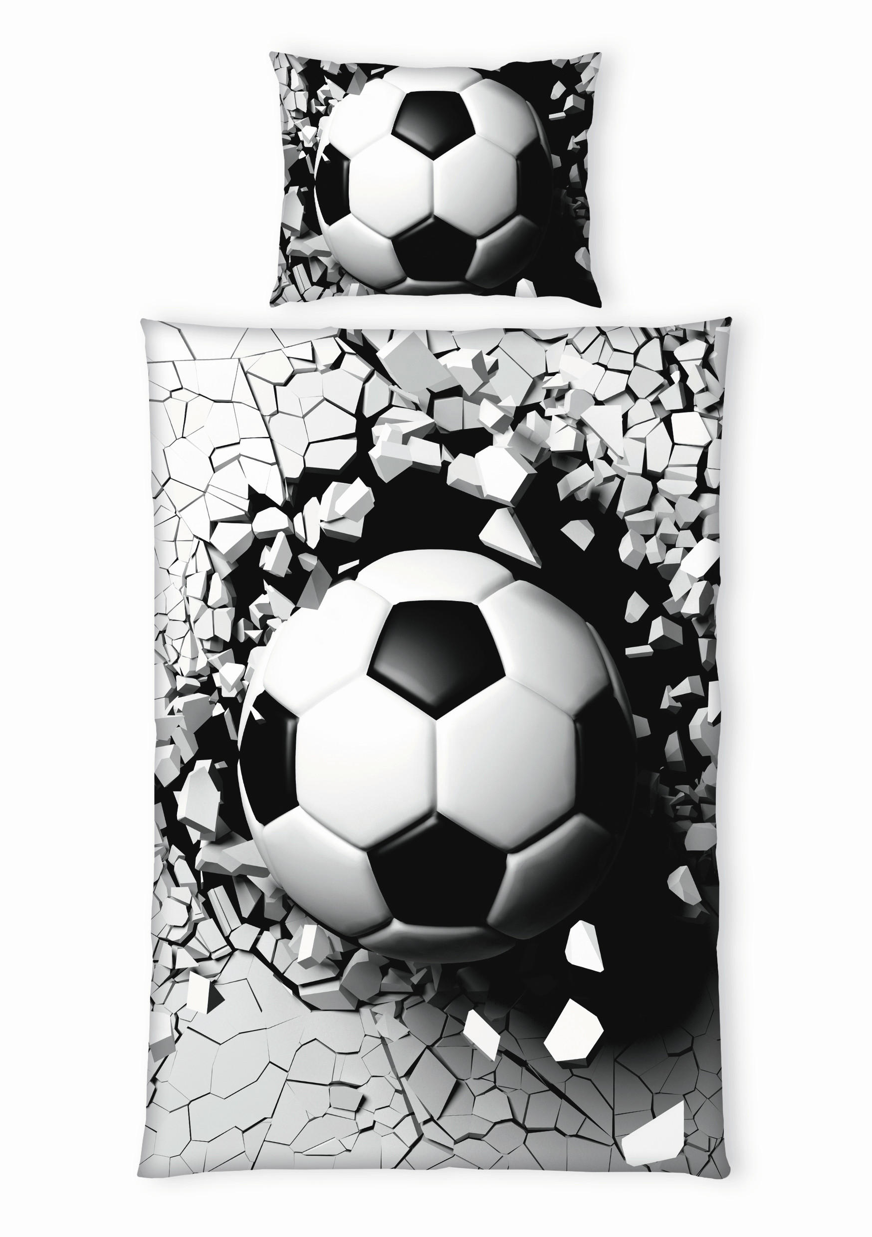 POSTELJINA ZA MLADE FOOTBALL 140/200 cm renforcé tkanina crna, bela  - bela/crna, Osnovno, tekstil (140/200cm)