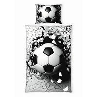 POSTELJINA ZA MLADE FOOTBALL 140/200 cm renforcé tkanina crna, bela  - bela/crna, Osnovno, tekstil (140/200cm)