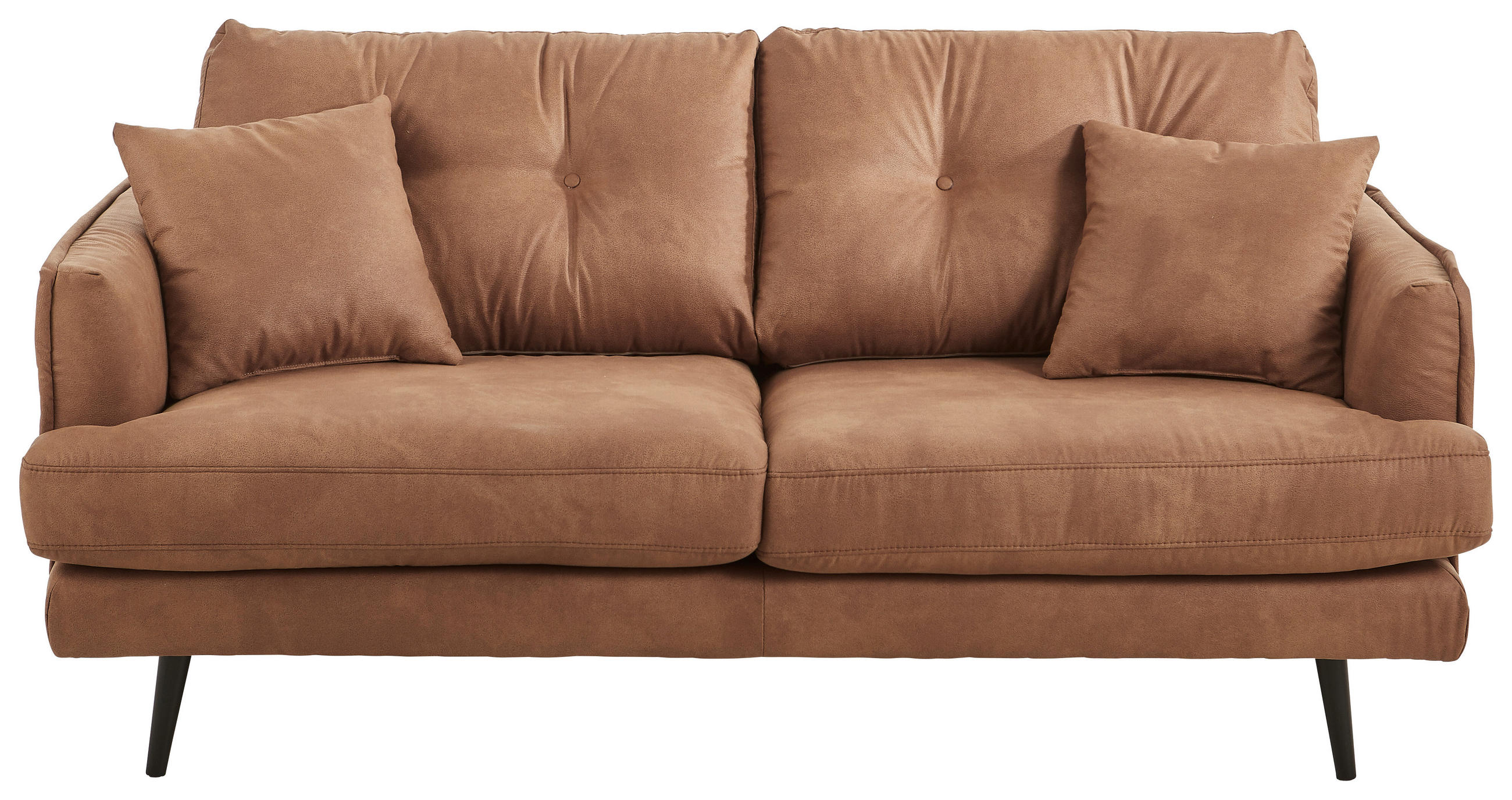 ZWEISITZER-SOFA Mikrofaser Braun - Schwarz/Braun, Design, Holz/Textil (187/89/92cm) - Carryhome