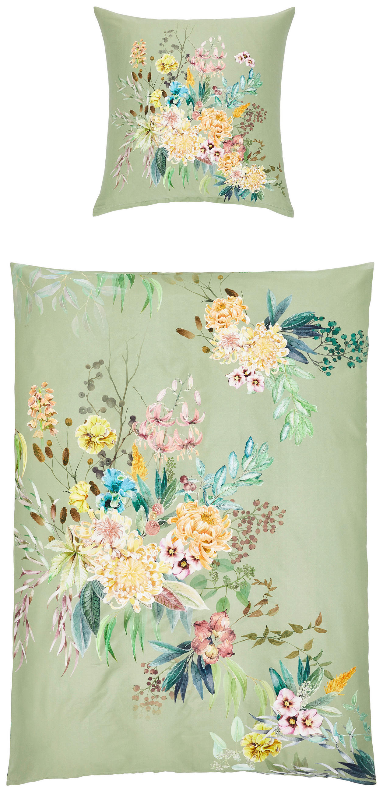 BETTWÄSCHE MODERN ART Makosatin 135/200 cm  - Grün, Design, Textil (135/200cm) - Janine