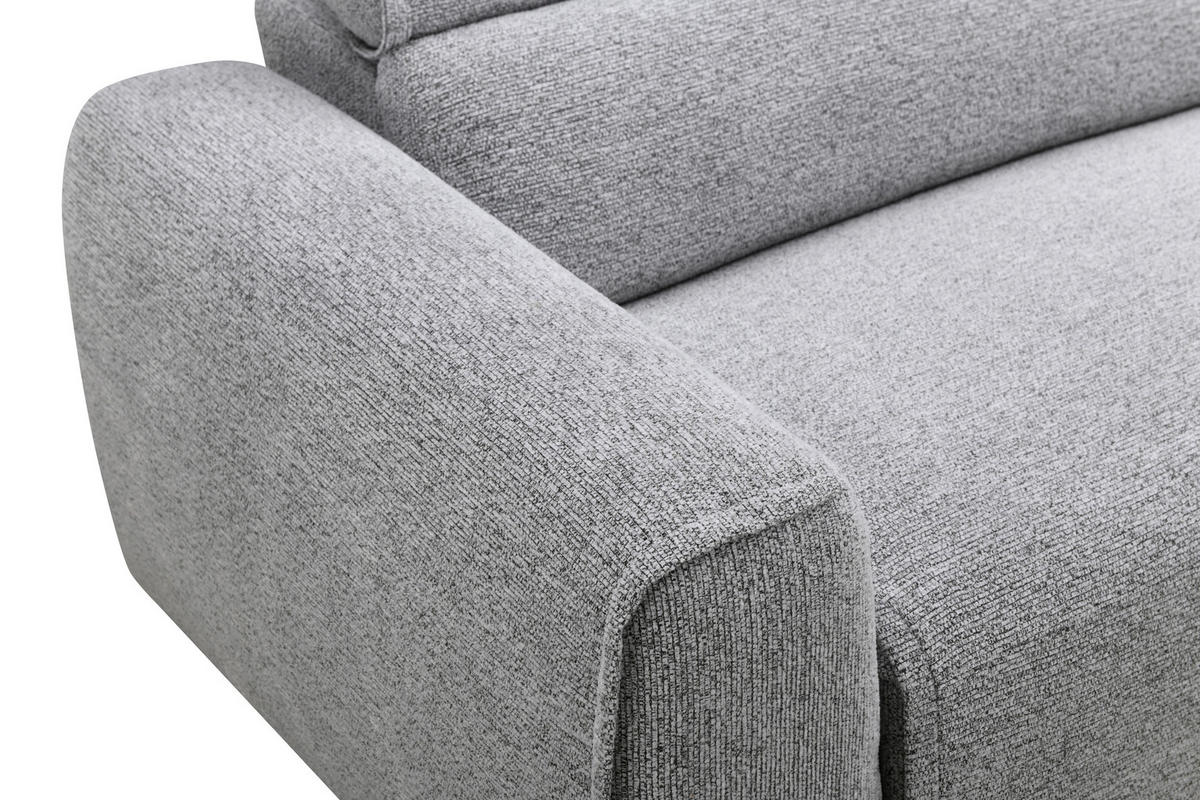 ECKSOFA Hellgrau Mikrofaser  - Hellgrau/Schwarz, Design, Textil/Metall (256/172cm) - Carryhome