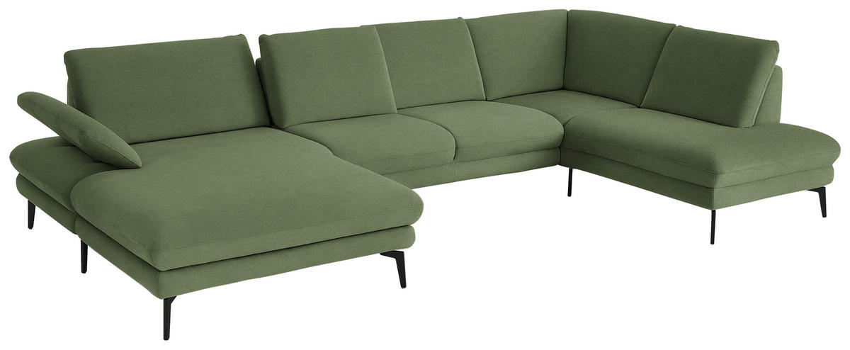 WOHNLANDSCHAFT Chenille, Flachgewebe Grün  - Schwarz/Grün, Design, Textil/Metall (180/344/208cm) - Dieter Knoll