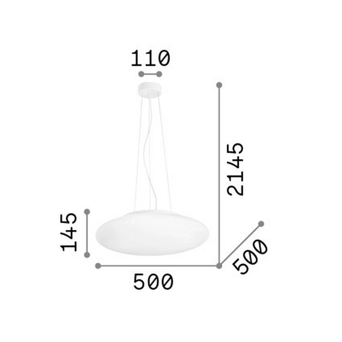 HÄNGELEUCHTE 50/39,5-214,5 cm  - Weiß, Basics, Glas (50/39,5-214,5cm) - Ideal Lux