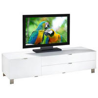TV-ELEMENT  in 165/41,1/52,2 cm  - Weiss/Edelstahlfarben, Design, Glas/Holzwerkstoff (165/41,1/52,2cm) - Hom`in