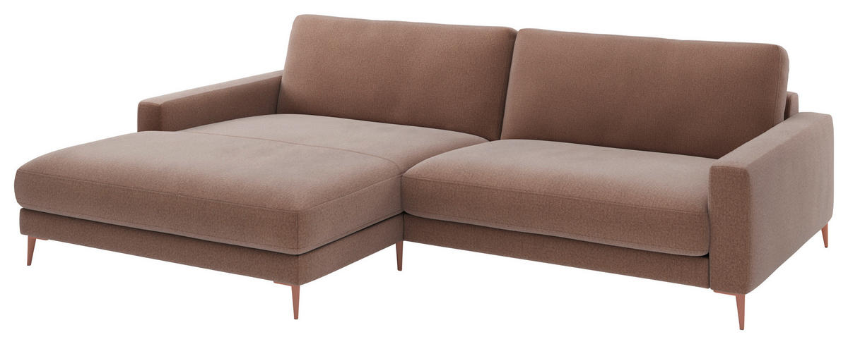 ECKSOFA  in Flachgewebe Hellrosa  190/272 cm  - Hellrosa/Rosa, Design, Textil/Metall (190/272cm) - Lomoco