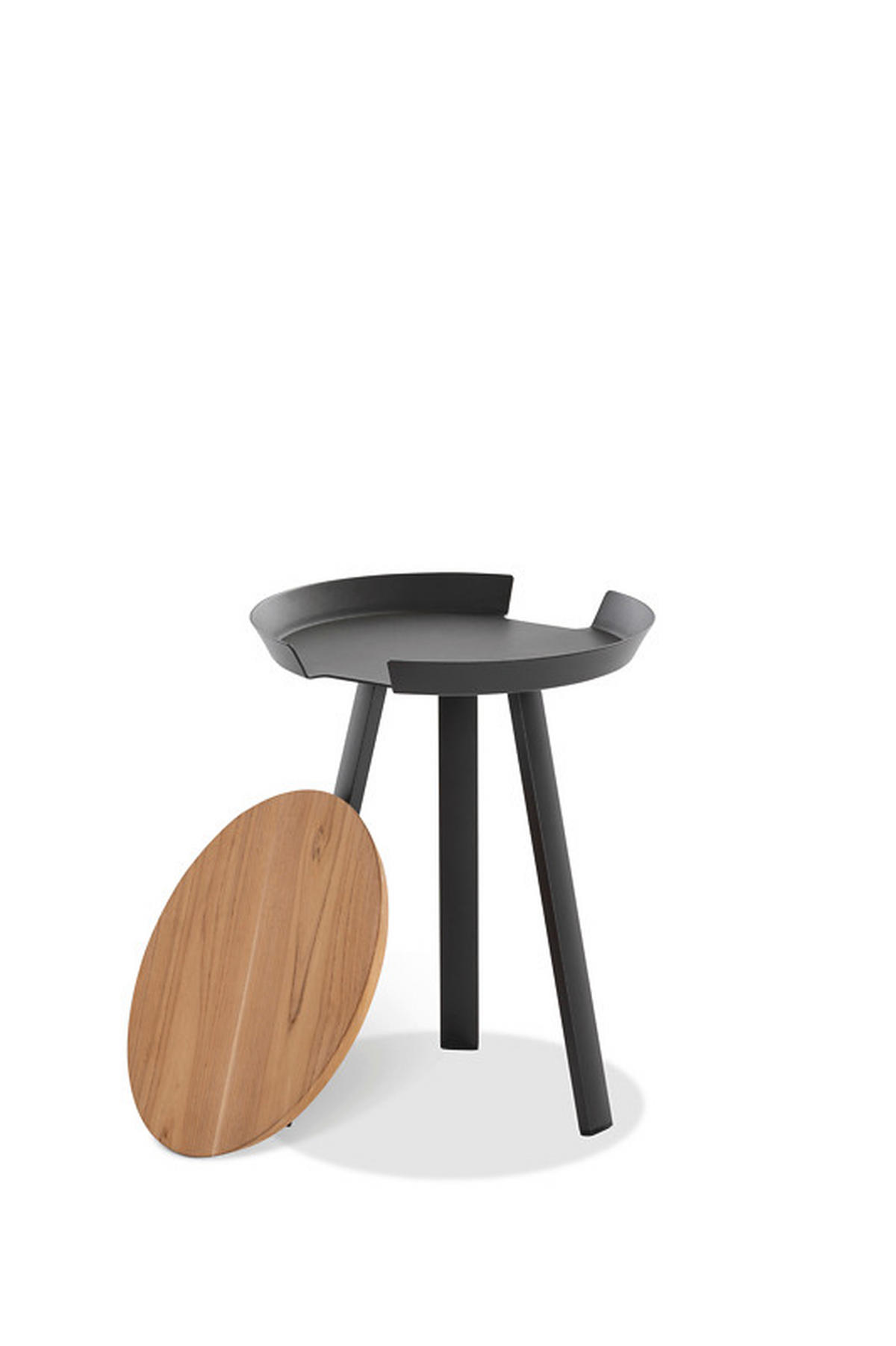 GARTENBEISTELLTISCH - Anthrazit/Teakfarben, Modern, Holz/Metall (40/40/50cm)