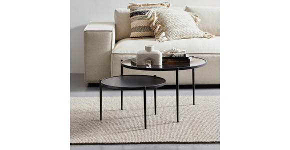 COUCHTISCHSET ESG 70/70/42 cm rund Grau, Schwarz  - Schwarz/Grau, Design, Glas/Metall (70/70/42cm) - Carryhome