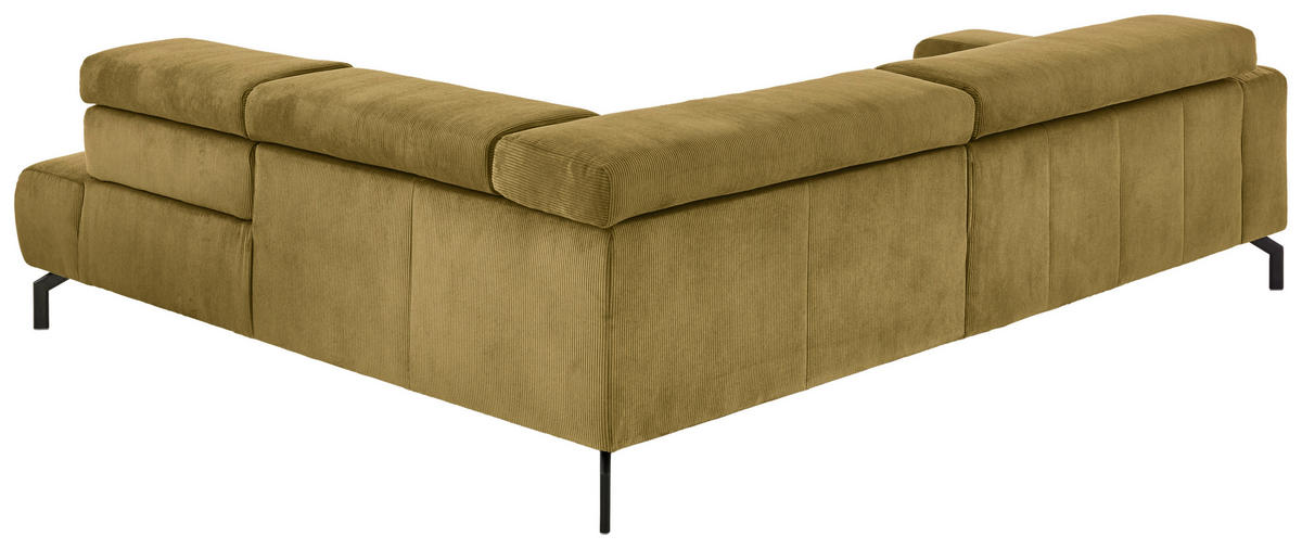 ECKSOFA Hellgrün Cord  - Schwarz/Hellgrün, Design, Textil/Metall (261/214cm) - Beldomo Style