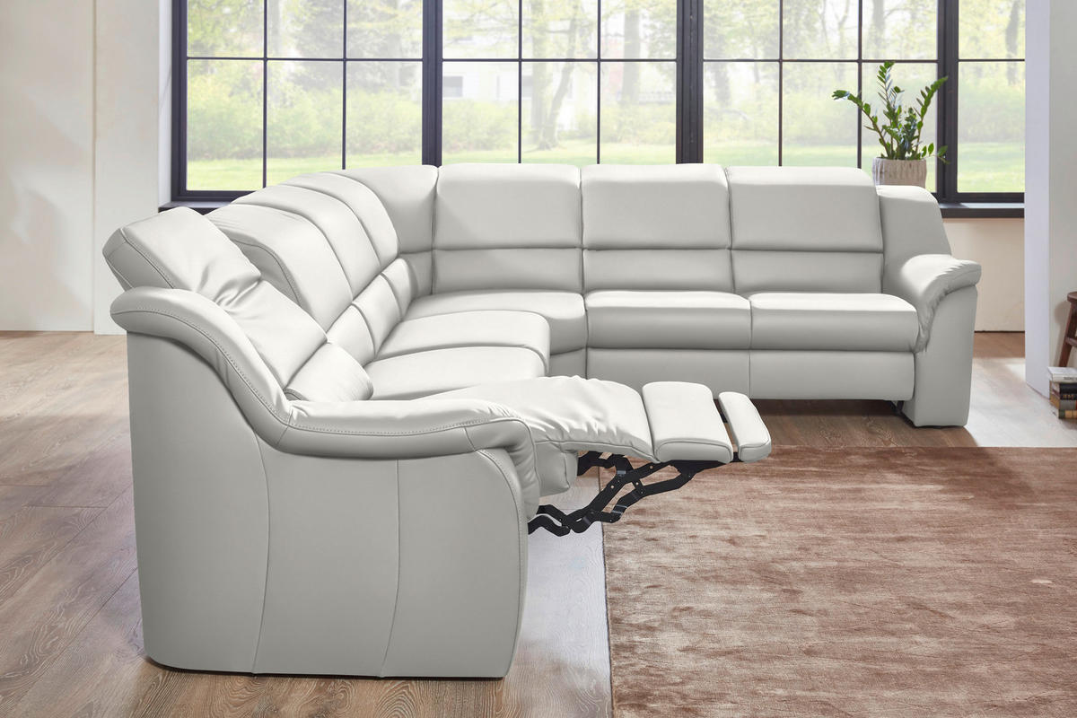 ECKSOFA  in Echtleder Weiß  324/260 cm  - Chromfarben/Weiß, KONVENTIONELL, Leder/Kunststoff (324/260cm) - Cantus