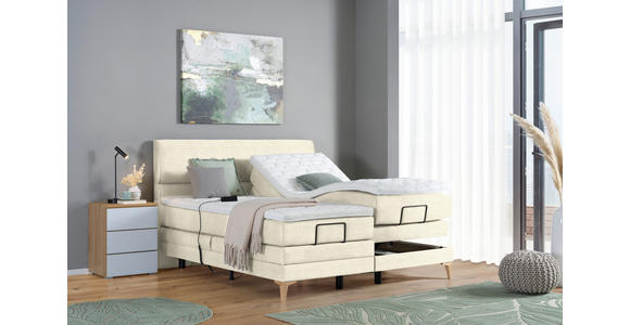 BOXSPRINGBETT 180/200 cm in Creme - Eichefarben/Creme, KONVENTIONELL, Holz/Textil (180/200cm) - Voleo