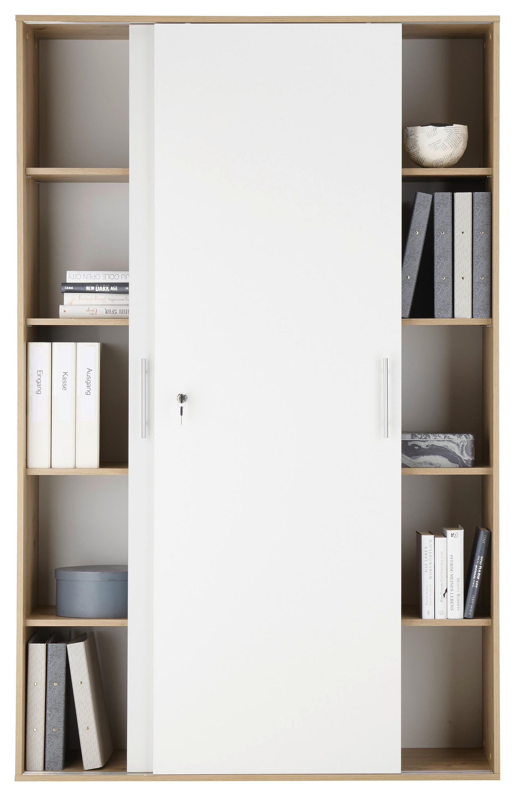 AKTENSCHRANK Weiß, Eiche Artisan - Weiß/Eiche Artisan, Basics, Holzwerkstoff (120/190/40cm) - MID.YOU