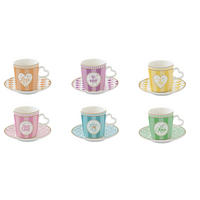 POHÁR  - pink/világoskék, Basics, kerámia (0,10l)