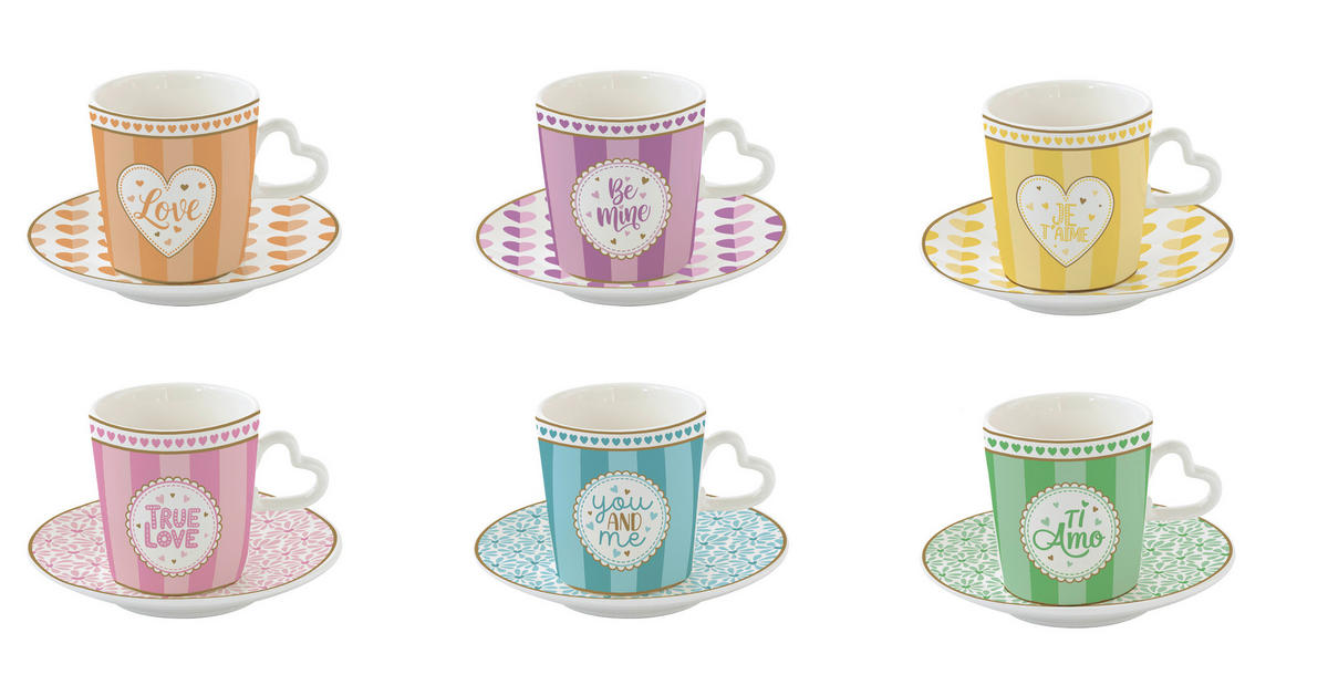 POHÁR  - pink/világoskék, Basics, kerámia (0,10l)