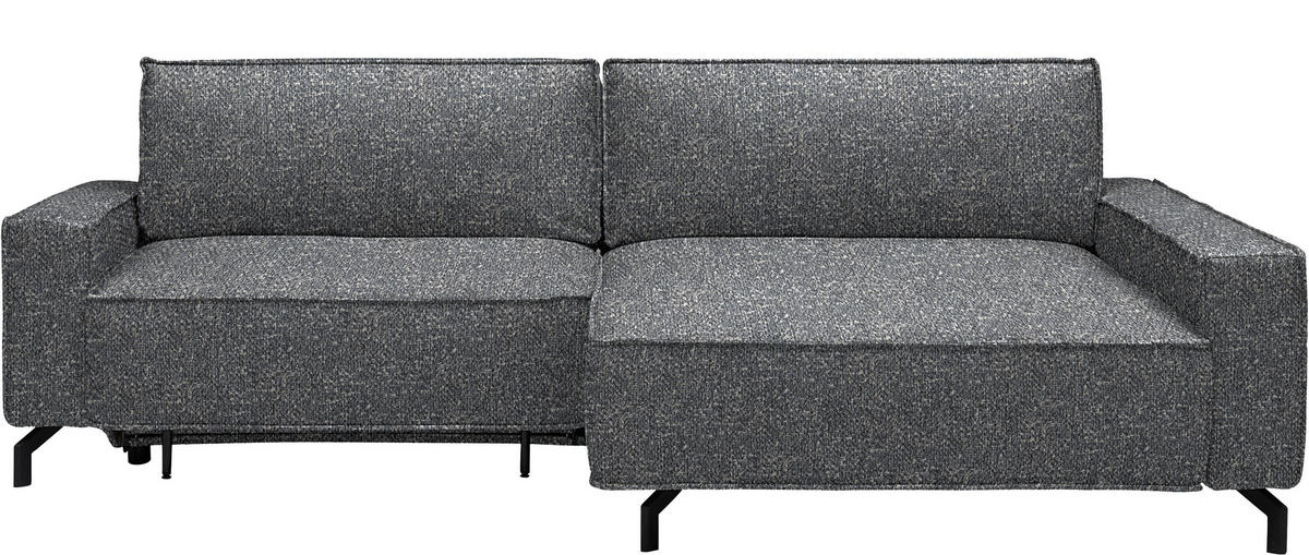 ECKSOFA Mikrovelours Grau  - Schwarz/Grau, Design, Textil (246/164cm) - Sedda