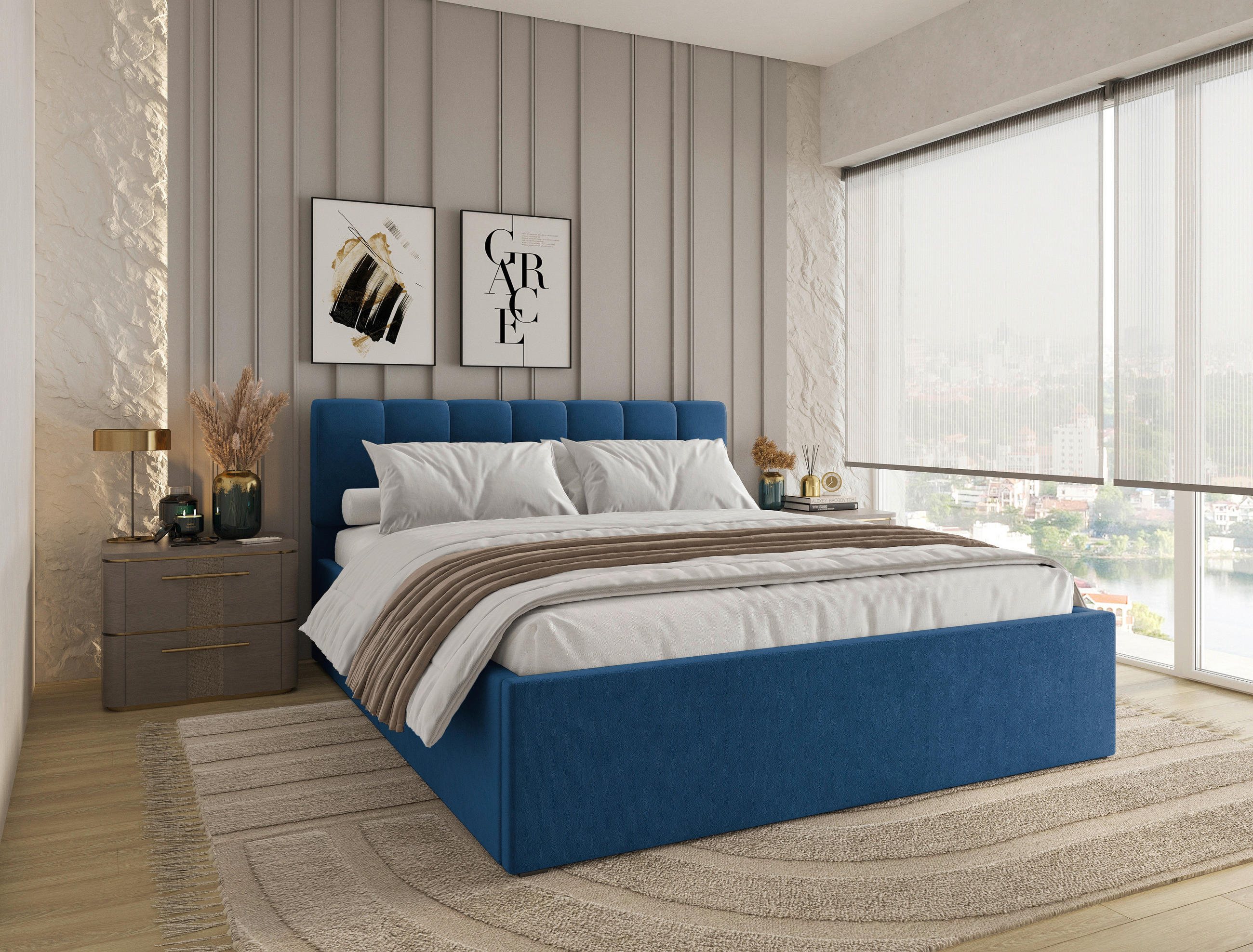 POLSTERBETT 160/200 cm  in Royalblau  - Royalblau/Schwarz, Design, Holz/Kunststoff (160/200cm) - Stylife