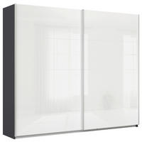 SCHWEBETÜRENSCHRANK in Grau, Weiss Hochglanz  - Weiss Hochglanz/Alufarben, Basics, Holzwerkstoff/Metall (271/210/62cm) - Xora