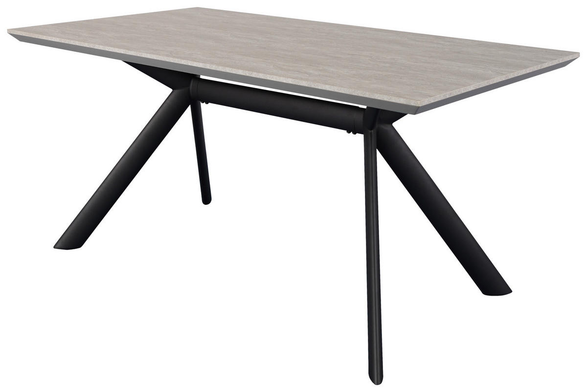 ESSTISCH in Metall, Holzwerkstoff 160/90/76 cm   - Hellgrau/Schwarz, Design, Holzwerkstoff/Metall (160/90/76cm) - Novel