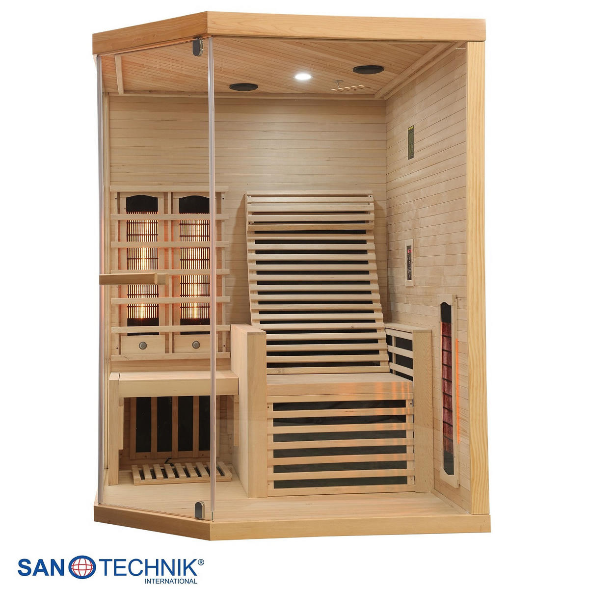 INFRAROTKABINE für 2 Personen Carbon 3  - Naturfarben, KONVENTIONELL, Holz (150/150/195cm) - Sanotechnik