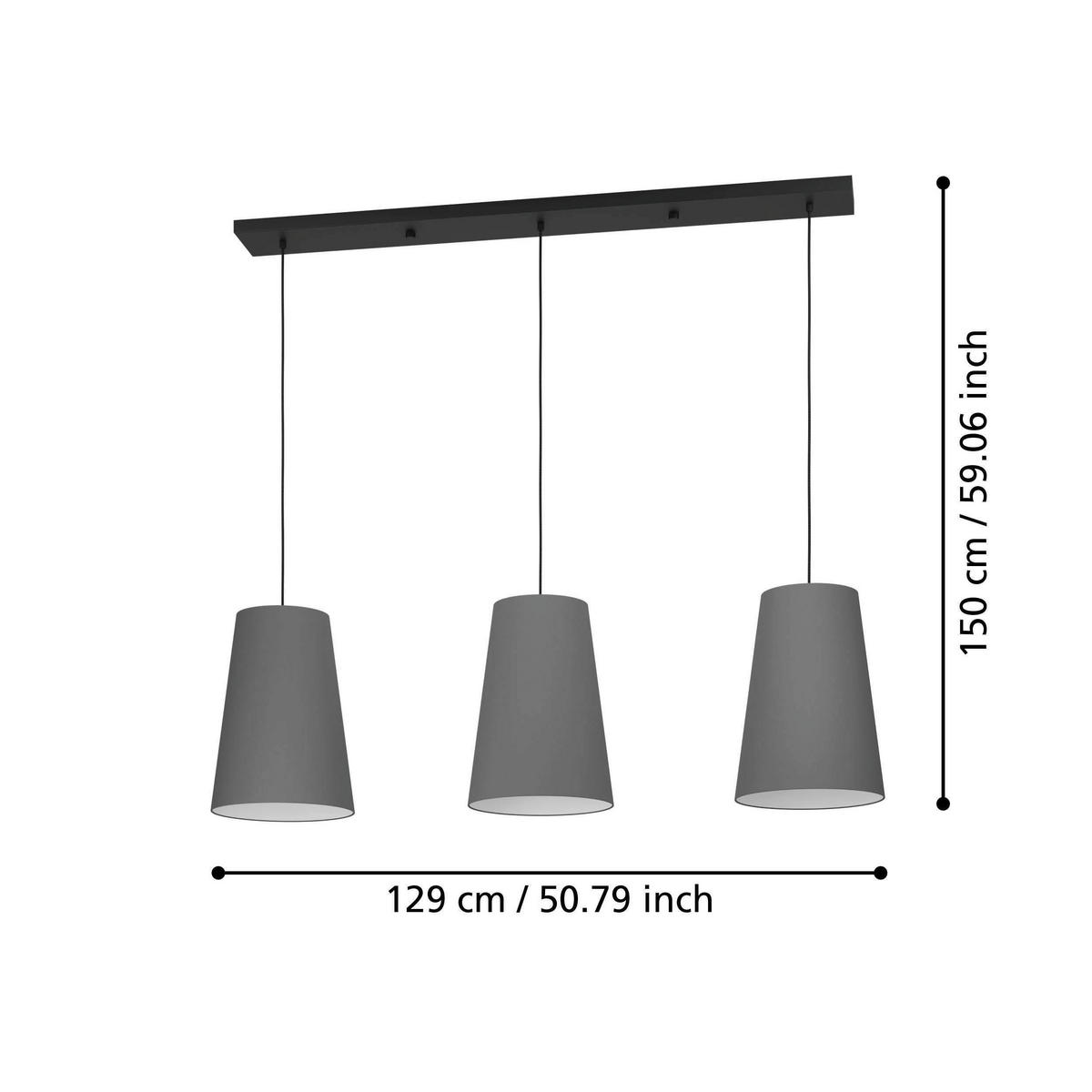 HÄNGELEUCHTE 129/28/150 cm  - Schwarz/Weiß, Design, Textil/Metall (129/28/150cm) - Eglo