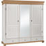 KLEIDERSCHRANK 3-türig Kiefer massiv Kieferfarben, Weiß - Weiß/Kieferfarben, Design, Holz/Metall (195/199/62cm) - Carryhome
