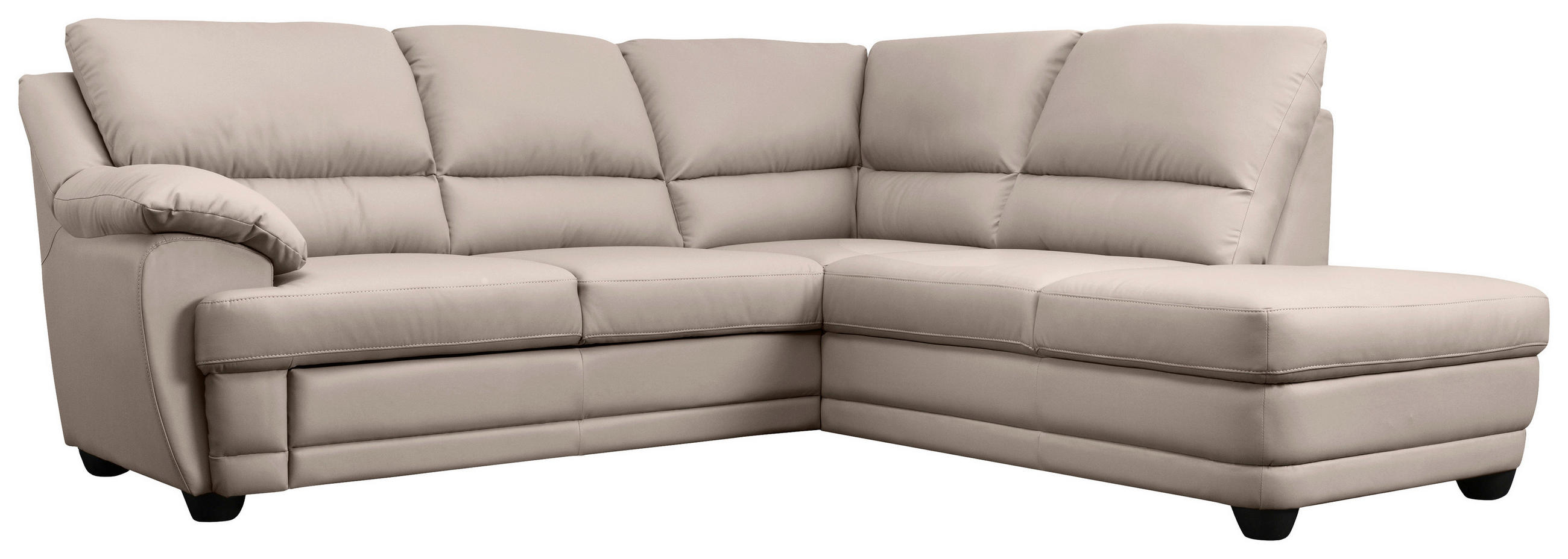 ECKSOFA  Lederlook Sandfarben  - Sandfarben, Design, Kunststoff/Textil (245/225cm) - Livetastic