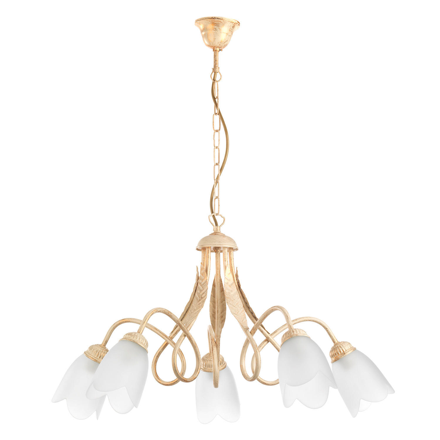 KRONLEUCHTER 75/82 cm   - Weiß, KONVENTIONELL, Glas/Metall (75/82cm)