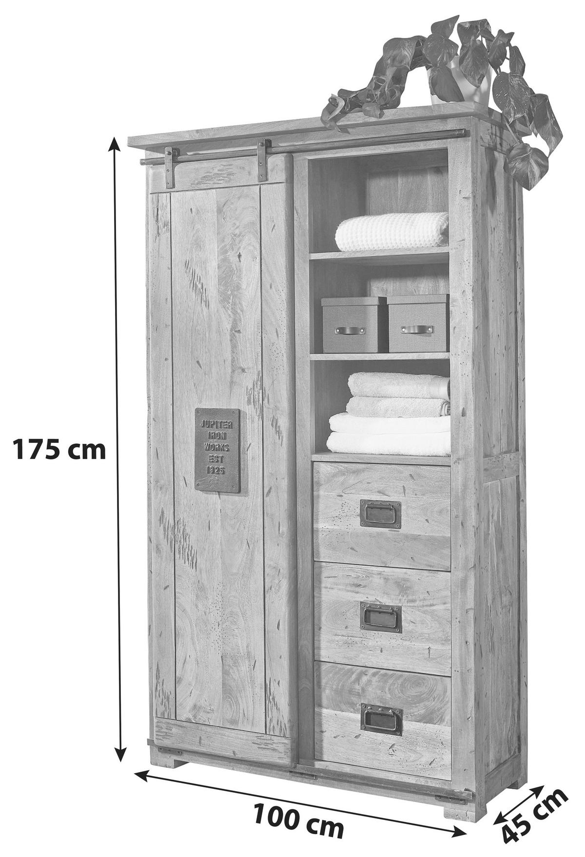 COMODĂ ÎNALTĂ 100/175/45 cm  - culoare natur, Konventionell, metal/lemn (100/175/45cm) - Livetastic