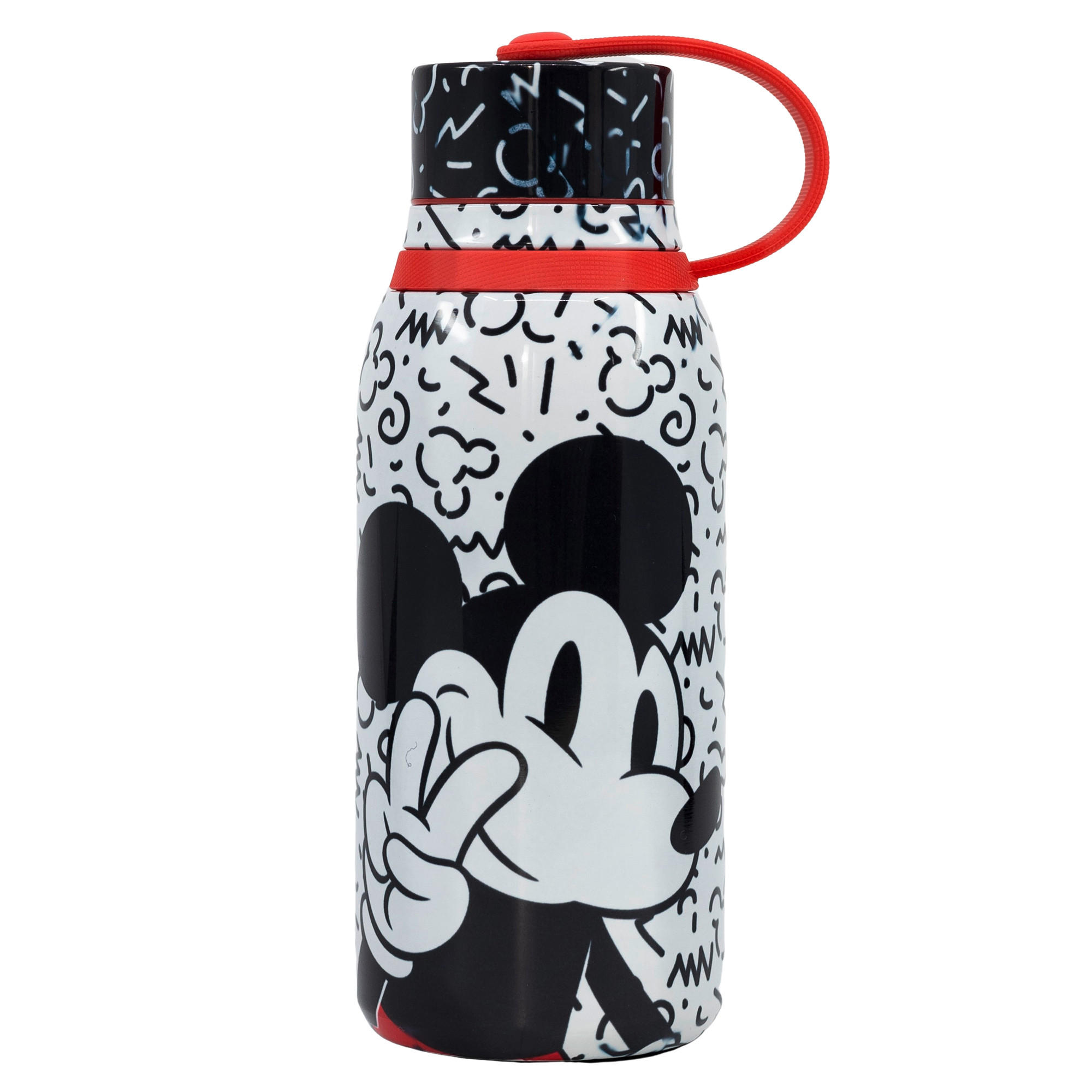 TRINKFLASCHE 0,330 L  - Rot/Schwarz, Basics, Kunststoff/Metall (6,7cm) - Disney