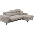 ECKSOFA Graubraun Chenille  inkl. Zierkissen, Bettkasten, Rücken echt, Kopfteilverstellung, Sitztiefenverstellung  - Graubraun/Schwarz, KONVENTIONELL, Kunststoff/Textil (268/172cm) - Carryhome