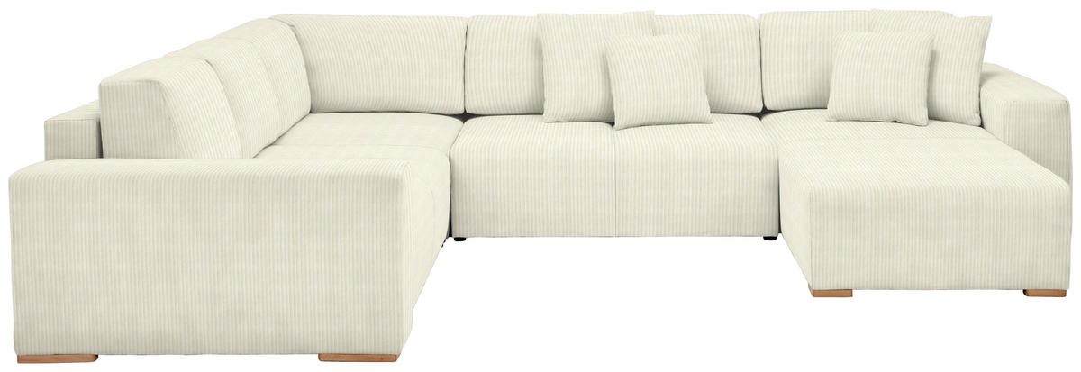WOHNLANDSCHAFT in Cord Creme  - Buchefarben/Creme, Konventionell, Holz/Kunststoff (283/371/208cm) - Livetastic