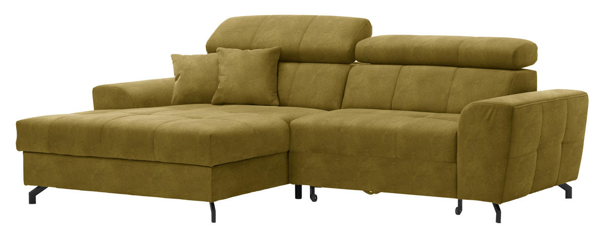 ECKSOFA in Velours Gelb, Grün  181/267 cm  - Gelb/Schwarz, Design, Textil/Metall (181/267cm) - Carryhome