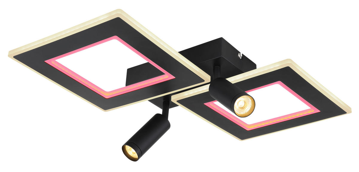 LED-DECKENLEUCHTE    54/41/11,5 cm  - Opal/Schwarz, Design, Kunststoff/Metall (54/41/11,5cm) - Globo