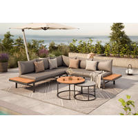 LOUNGEGARNITUR   Akazie massiv Stahl  - Grau, Design, Glas/Holz - Ambia Garden