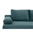 SCHLAFSOFA Cord Petrol Rückenkissen, Armlehnenkissen, Bettkasten, Schlaffunktion, Rücken echt, Liegefläche im Originalstoff  - Petrol/Schwarz, KONVENTIONELL, Holz/Textil (196/96/103cm) - Carryhome