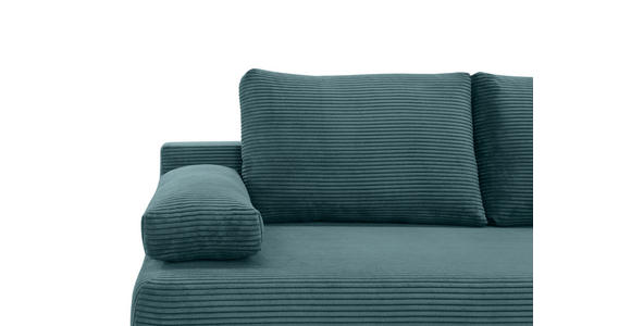 SCHLAFSOFA Cord Petrol Rückenkissen, Armlehnenkissen, Bettkasten, Schlaffunktion, Rücken echt, Liegefläche im Originalstoff  - Petrol/Schwarz, KONVENTIONELL, Holz/Textil (196/96/103cm) - Carryhome