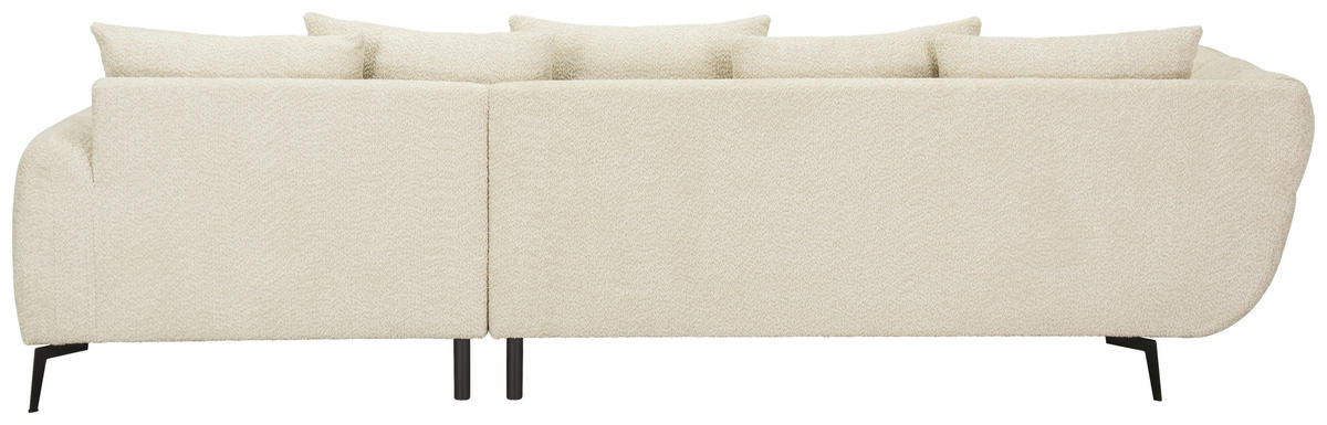 ECKSOFA 318/217 cm  in Bouclé Naturfarben Zierkissen, Rückenkissen, Rücken echt  318/217 cm  - Schwarz/Naturfarben, MODERN, Textil/Metall (318/217cm) - Carryhome