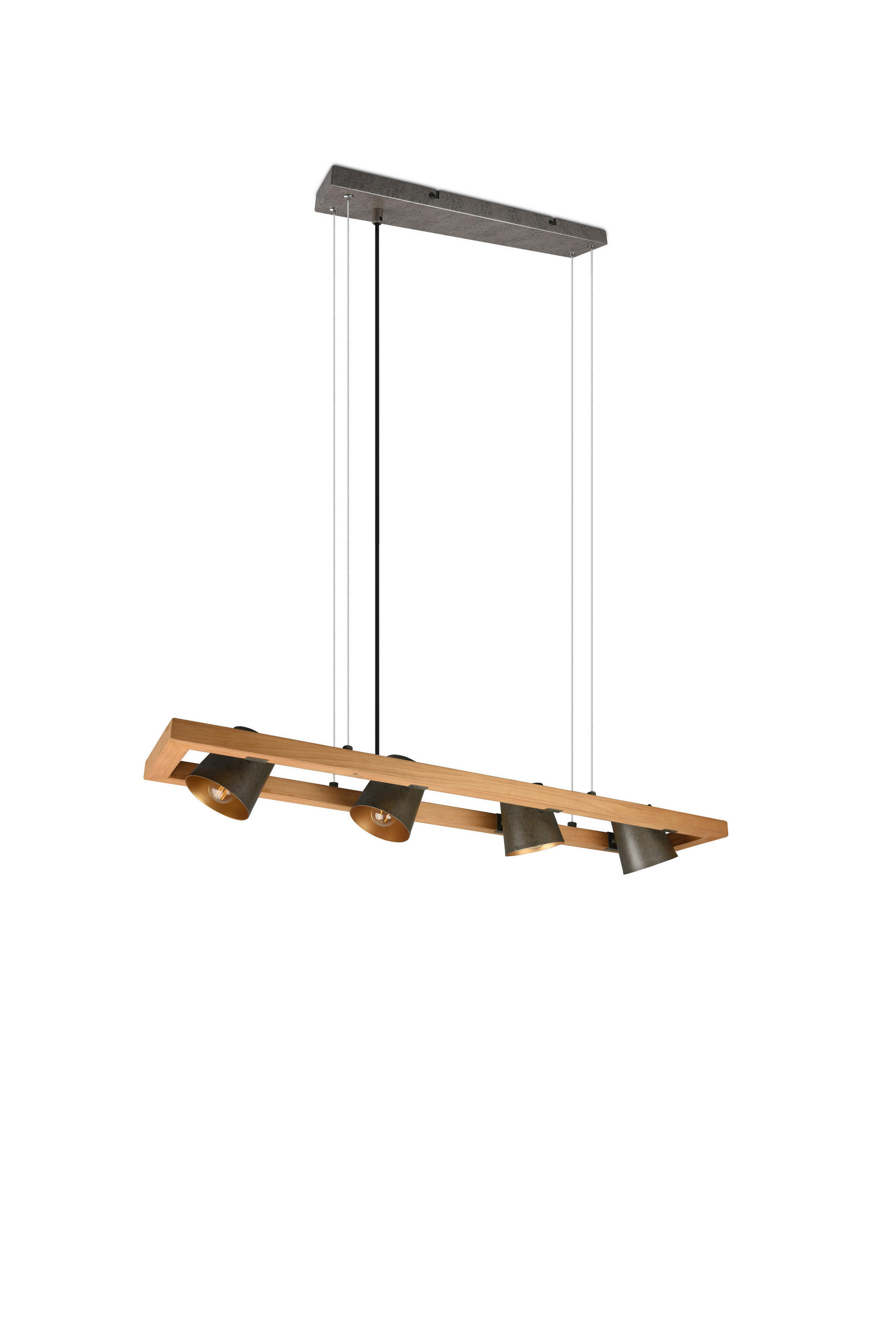 HÄNGELEUCHTE BELL 100/150/21 cm   - Nickelfarben, Natur, Holz/Metall (100/150/21cm) - Trio Leuchten