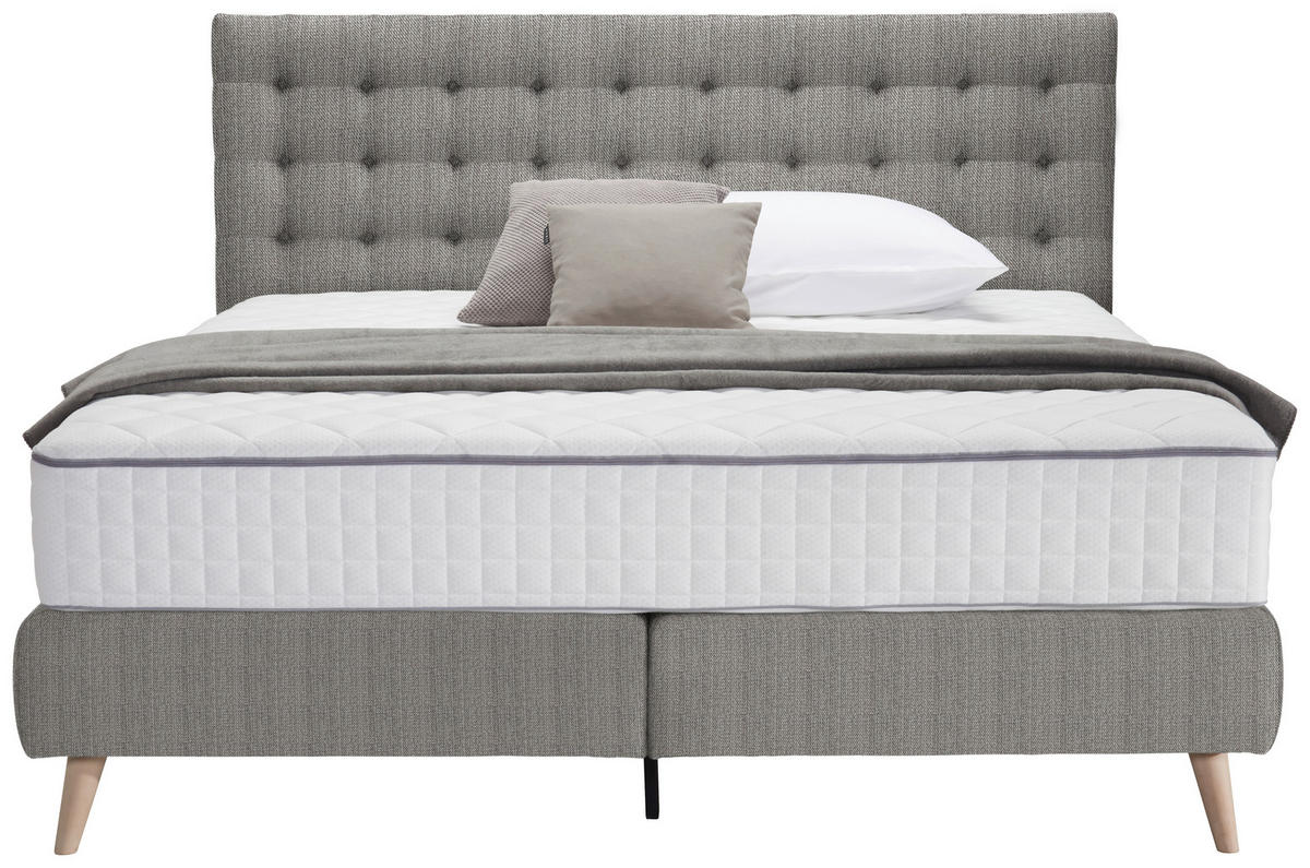 POSTEL BOXSPRING, 120/200 cm, světle šedá - světle šedá/přírodní barvy, Design, dřevo/textil (120/200cm) - Carryhome