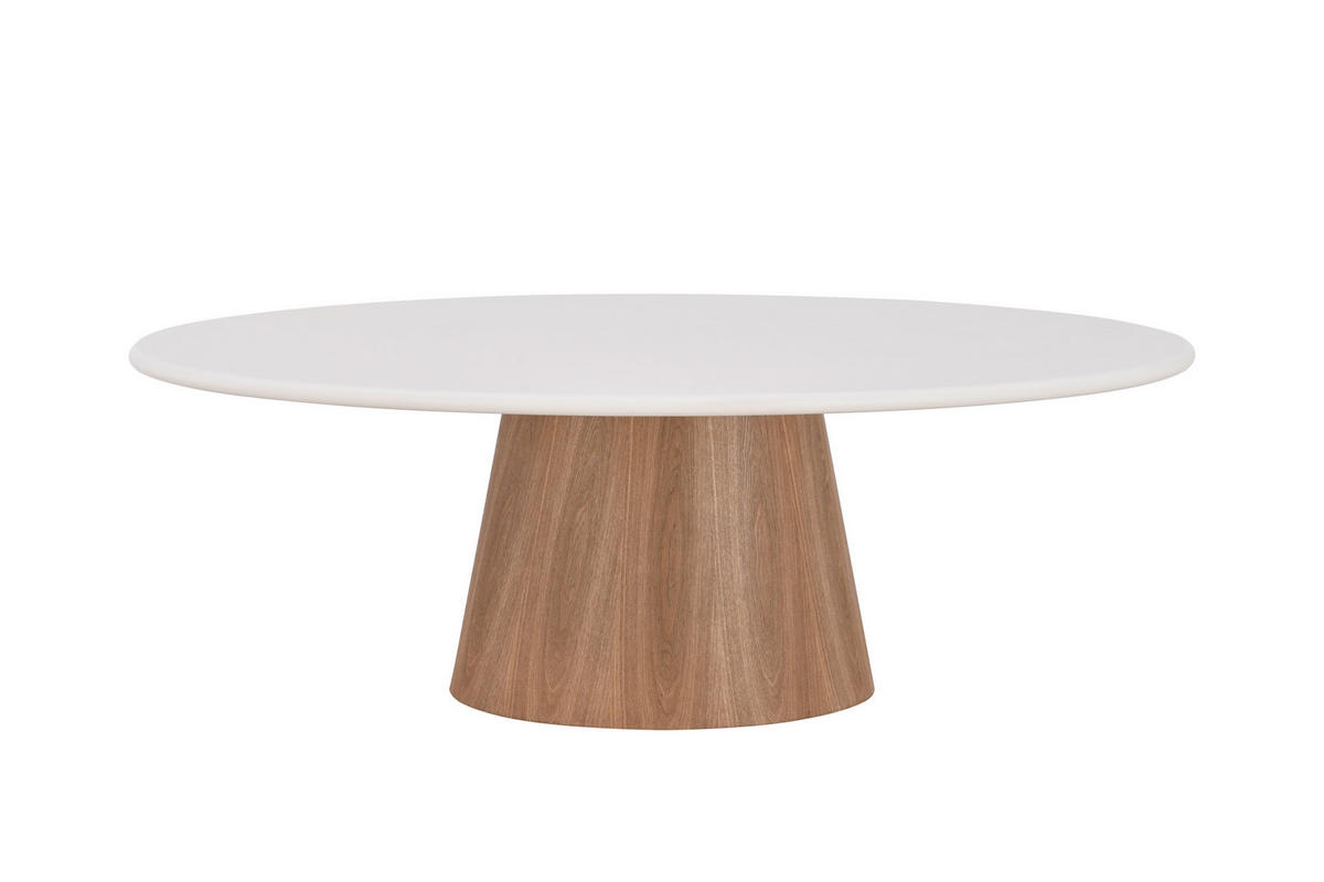 ESSTISCH 220/120/76 cm Echtholz, Nachbildung  Holz, Holzwerkstoff oval Weiß, Eichefarben  - Eichefarben/Weiß, Design, Holz/Holzwerkstoff (220/120/76cm) - VanDerken