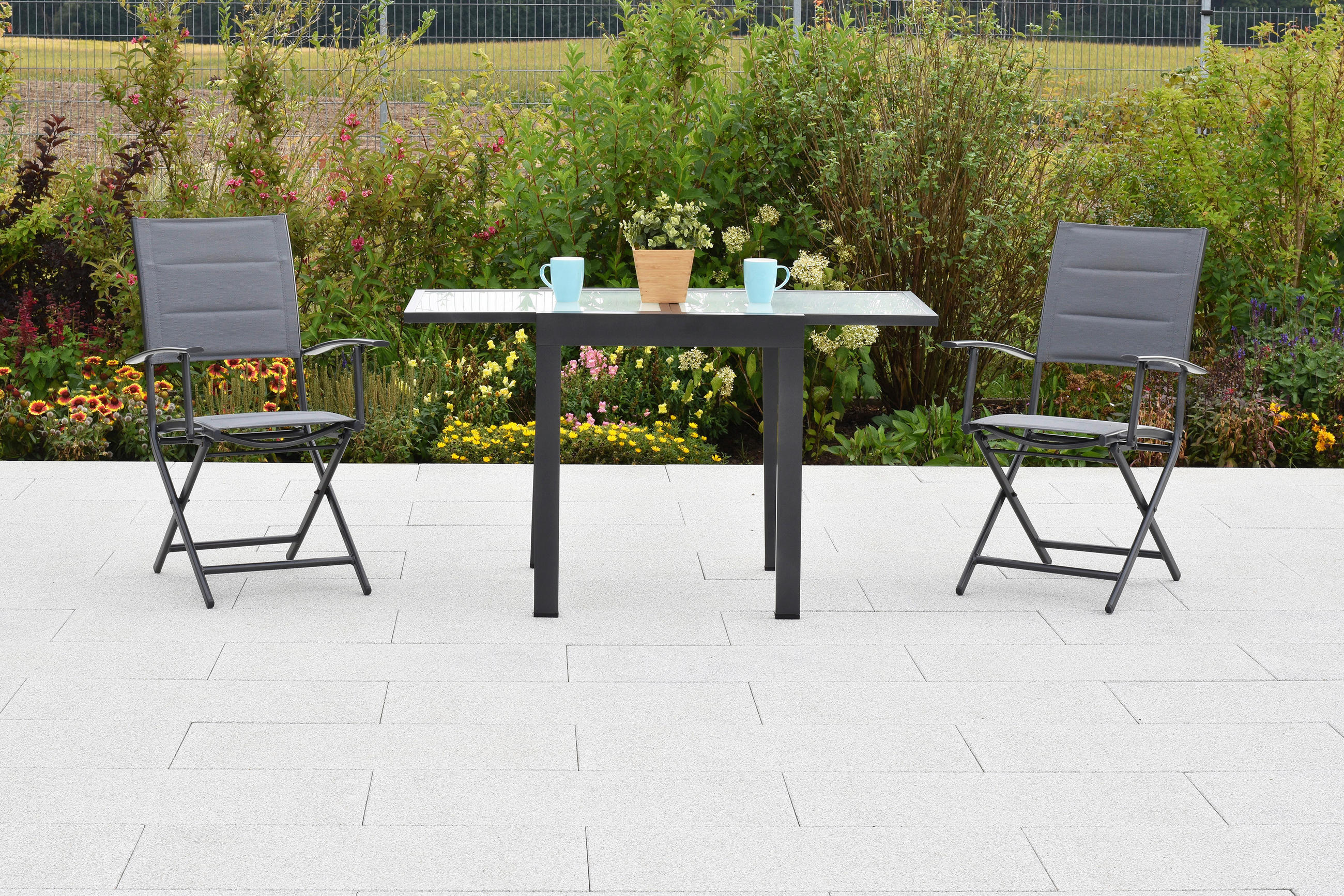 GARTENKLAPPSESSEL Aluminium Graphitfarben, Grau  - Graphitfarben/Grau, MODERN, Textil/Metall (51,5/94/63cm) - Gardenson