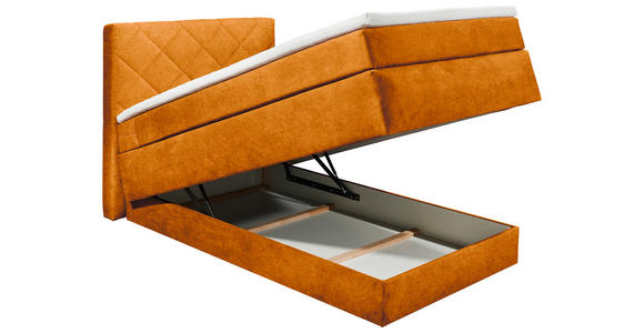 BOXSPRINGBETT 120/200 cm  in Cognac  - Cognac/Schwarz, KONVENTIONELL, Kunststoff/Textil (120/200cm) - Xora