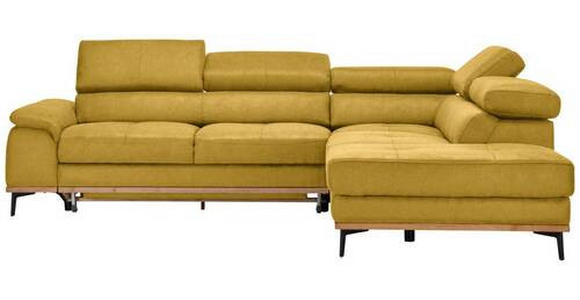 ECKSOFA in Webstoff Gelb  - Gelb/Schwarz, Natur, Holz/Textil (282/226cm) - Novel